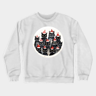 Watercolor Christmas Cats Santa Crewneck Sweatshirt